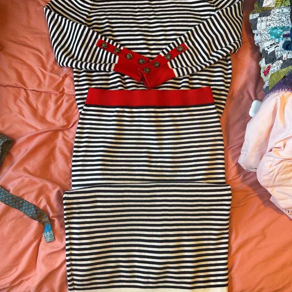 Striped Navy and White 2-piece with Red Accents